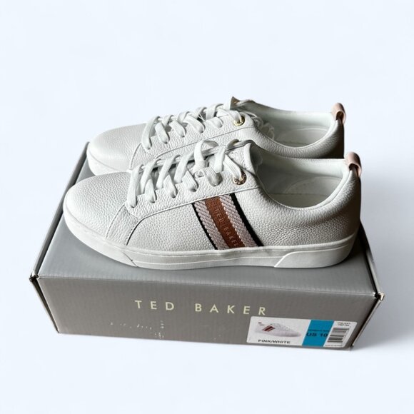Ted Baker London Lornie Platform Women's Sneakers Leather Pink White Size 10 - Picture 1 of 9